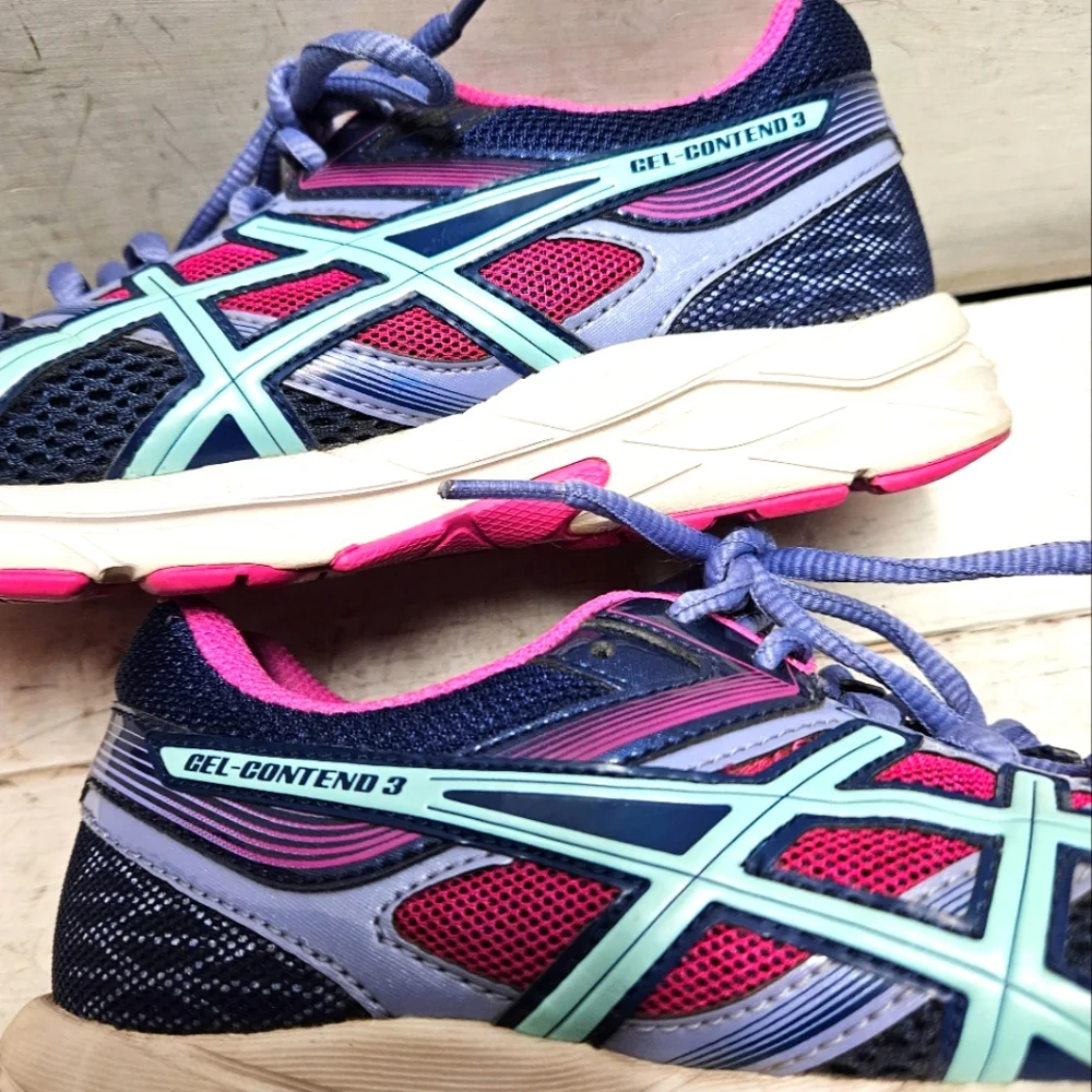 Asics T5F9N Gel Contend 3 running athletic shoes sneakers ~ womens 6.5 blue/pink